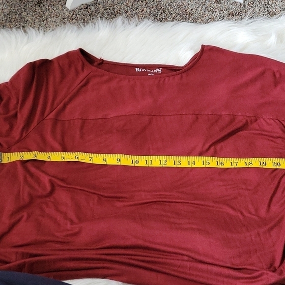 Roaman's asymmetrical dark red dramatic sleeve tunic - Picture 9 of 12